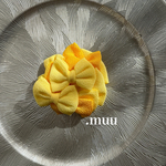 期間限定特典付き〔黄〕ちりめんリボン髪飾り　七五三　753 成人式　キッズ　人気　和装髪飾り　ヘアアクセサリー　卒業式　振袖　着物　和装　つまみ細工　ヘアクリップ　（no.13）