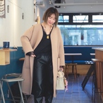 (再38)neo  coat(モカベージュ×ブラック)