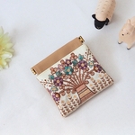 10㎝バネポーチ/ブーケ💐インド刺繍/フェイクレザーポーチ/ミニサイズのバネポーチ