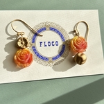 【此処にはない薔薇ピアス】Roses not here #czech beads#チェコビーズ　asymmetry