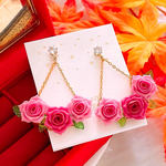 一点限定❣️お洒落 薔薇🌹 樹脂粘土 たか見え ゆらゆら♪ ハンドメイド ピアス イヤリング レディース アクセサリー