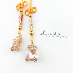 🧸🐍 Teddy Bear charm ✵ テディベアと白蛇の根付 【 橙 】 干支  縁起物  御守り 開運  根付 ストラップ チャーム