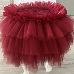 Burgundy red チュチュ カフェマット🩰犬用 円形（直径95㎝程）