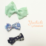 上品かわいい3本セット♪　リバティとグログランリボンのベビーヘアクリップ　Green