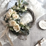 white rose　30cm【大きめリース・ドアリース・玄関リース・造花リース・春リース・Spring・母の日】