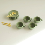 訳あり ミニチュア  深緑 合金ティーカップset 家具 雑貨 小さい ドール キッチン 喫茶店 お店 カフェ コーヒーカップ フード