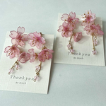 満開桜の幸せピアス /イヤリング　ディップフラワー　桜　揺れるピアス　ピンク　透明　入学式　卒業式　結婚式　お花見　人気　ディップアート　クリスタル　レジン　大きめ　アレルギー対応　さくら　お花