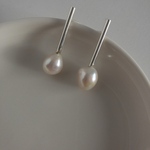 stick silver × バロックPearl ピアス/ 樹脂イヤリング　パール　アクセサリー　卒園式　卒業式　入学式　フォーマル　ハレの日　入学式　セレモニー　スーツコーデ　　