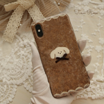 ［全機種対応] 白いわんこのスマホケース⑅* TinaRose (iPhoneケース/Xperiaケース/Androidケース/AQUOSケース/Galaxyケース/犬/ポップ/かわいい/茶色)