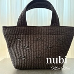 【SALE】new!!!リボン付きヌビバッグ  リボンヌビバッグ  トートバッグ イブル リボン付き 韓国ヌビ nubi ブラック