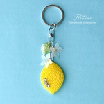 ✲キーチャーム✲ ハッピーレモン♪ ビーズ刺繍　クリスタル　バッグチャーム　元気が出る幸せイエロー　Be Happy