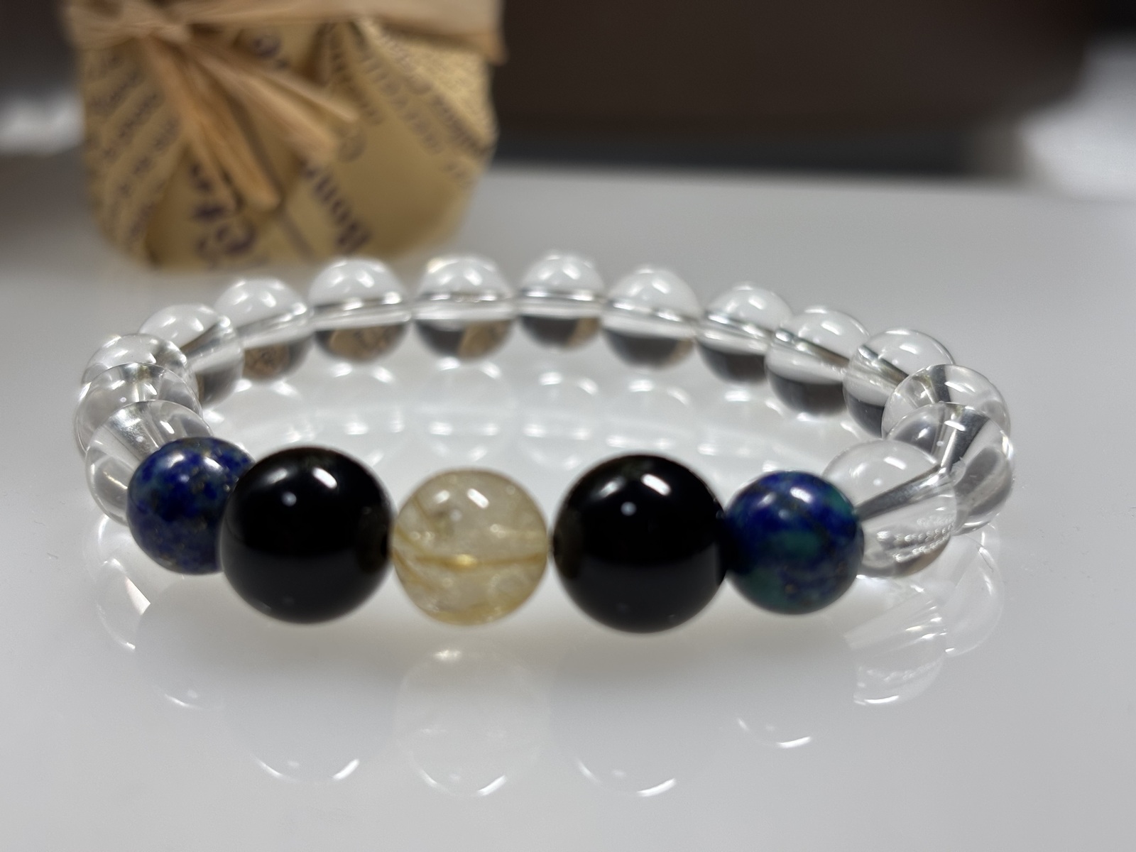⭐︎浪費グセ、さようなら!賢い未来をつかむまで⭐︎ ルチル・クリソコーラ・水晶 天然石ブレスレット