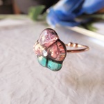 【桜色の雨】指輪　サージカルステンレス　ステンドグラス風アクセサリー