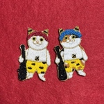 節分 青鬼三毛猫 刺繍ブローチ ハンドメイド kagisippo7 
