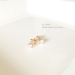 《14kgf rose gold》キュービックジルコニアの一粒ピアス cz
