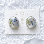 ドライフラワー レジン ハンドメイド 花 わすれな草　勿忘草　鉱石 ストーン ピアス イヤリング