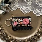  《インド刺繍リボン》 10cm ファスナー　ミニ　ポーチ　小物入れ　カラビナ　小銭入れ　コインケース　アクセサリー　コスメ入れ　薬入れ　印鑑