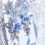 月下美人　ピアス　イヤリング　ディップアート　レジン　サージカルステンレス　桜