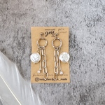 【リニューアル/再販】フレームコインパール×チェーンピアス［サージカルステンレス］※イヤリング変更可能