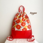 【New】⋈*｡ﾟ 北欧風 小鳥とお花のナップサック(裏地付き)   撥水加工プールバックにも  ⋈*｡ﾟ 幼稚園 小学校