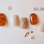 【再販多数】大人シンプルなべっ甲ネイル