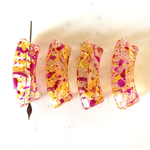 Clear Pink Yellow Splashed Beads