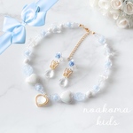 再販 ＊little princess＊ Cinderella - light blueキッズイヤリング キッズ ネックレス セット キッズアクセサリー 女の子 プレゼント 誕生日 シンデレラ 贈り物