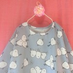 ◆sale◆ 大きなシマエナガ ゆったりワンピース blue gray【重ね着】