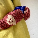 手編みのワンコお散歩手袋/ハンドウォーマー/北欧/手袋/冬/犬/