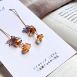 ≪11月誕生石≫ブランデーシトリンの２wayアメリカンピアス①　14kgf 　金属アレルギー対応