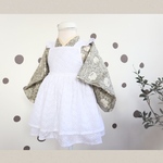 在庫1点のみ　サイズ80 ウィリアムモリス　ベージュ　袴　レースワンピース　ひなまつり　節句　