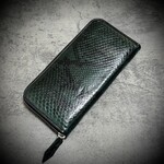 パイソン 長財布 財布 カード15枚 大容量 蛇革 革財布 メンズ レディス ラウンドファスナー グリーン 緑