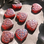【1コずつ販売】JIRI＊IVANA#czech beads#チェコビーズ　clover🍀heart♡19✖️20㍉ luster garnet red matte /metallic blue