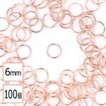 (ss-00606)【サージカルステンレス 316L 】丸カン ピンクゴールド 6mm 100個 ハンドメイド 手芸 パーツ 金属アレルギー対策 アクセサリーパーツ 問屋 専門店