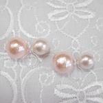 再販♡シンプル☆　２ＷＡＹ（ダブル）＆２カラー♡　コットンパールの樹脂ノンホールピアス１０ミリ・ピンク＆８ミリ・ホワイト（イヤリング）