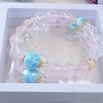 【ご予約品】♡恋もお金も癒しも♡大粒 ラリマー ルチル ローズクォーツ パワーストーン アクセサリー 天然石ブレスレット I14