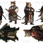 【１月受注販売品】デザインペーパー　猫侍　 コラージュシート