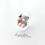 🍨🧸Teddy bear ring ✵つぶつぶアイスのくまさんの指輪 《 strawberry ice  》 フリーリング