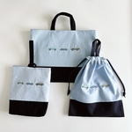 名入れ【3点セット・サイズ選択ok】水色・車の刺繍・レッスンバッグ・上履き袋・お着替え袋・持ち手つき巾着袋・男の子・入園入学・シューズ袋・サイズオーダー