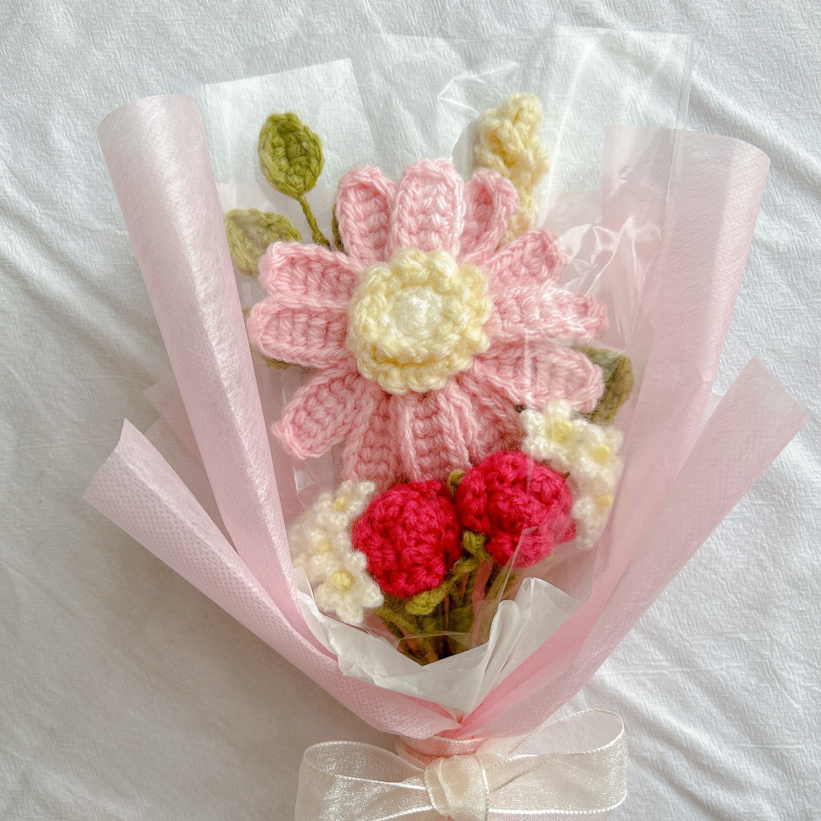 受注生産(カラー変更可能)】 枯れない花束 枯れない花 毛糸の花束