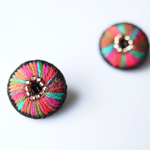 ＜Stella～遊び好きの星～＞刺繍ピアス◎夕暮れの星◎ブラウン×ミックスカラー◎2way★ロングポスト/アレルギー対応変更可能