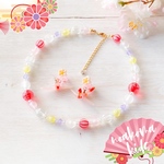 little princess ＊ Cherry - Japanese style キッズイヤリング + キッズ ネックレス ＊ キッズアクセサリー キッズネックレス 女の子 プレゼント さくらんぼ