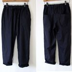 綿麻ネイビー▼タック入りテーパードパンツ▼ビンテージ風