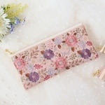 花咲く🌸ペンケース/メガネケース/インド刺繍リボン/フェイクレザー/受注製作🧵