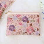 花咲く🌸ミニポーチ/インド刺繍/12㎝ポーチ/フェイクレザー/受注製作🧵