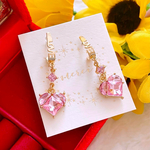 レディース お洒落 Love❤️印字 ジルコニアハート︎💕︎︎ ゆらゆら♪ ハンドメイド ピアス バレンタイン アクセサリー✨️