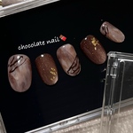 【新作】発送早め　サイズオーダー制　大人なバレンタインネイル　春ネイル　チョコレートネイル　ブラウン　マグネット　ネイルチップ
