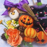 ハロウィンリース　黒猫ちゃんとフクロウくん 