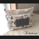再再・・販☆おむつ&おしりふきケース☆アリス柄☆薄ベージュ☆リボンビタット☆ダブルファスナー