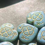 【1コずつ販売】JIRI＊IVANA#czech beads#チェコビーズ　clover🍀heart♡19✖️20㍉grayish light blue/bronze